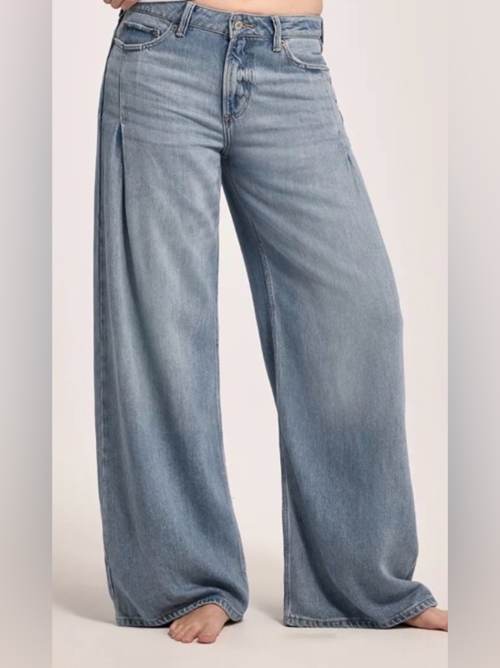 Lucky Brand Women’s Palazzo Wide Leg Jeans 6/28 Blue Denim Pleated Baggy Relaxed